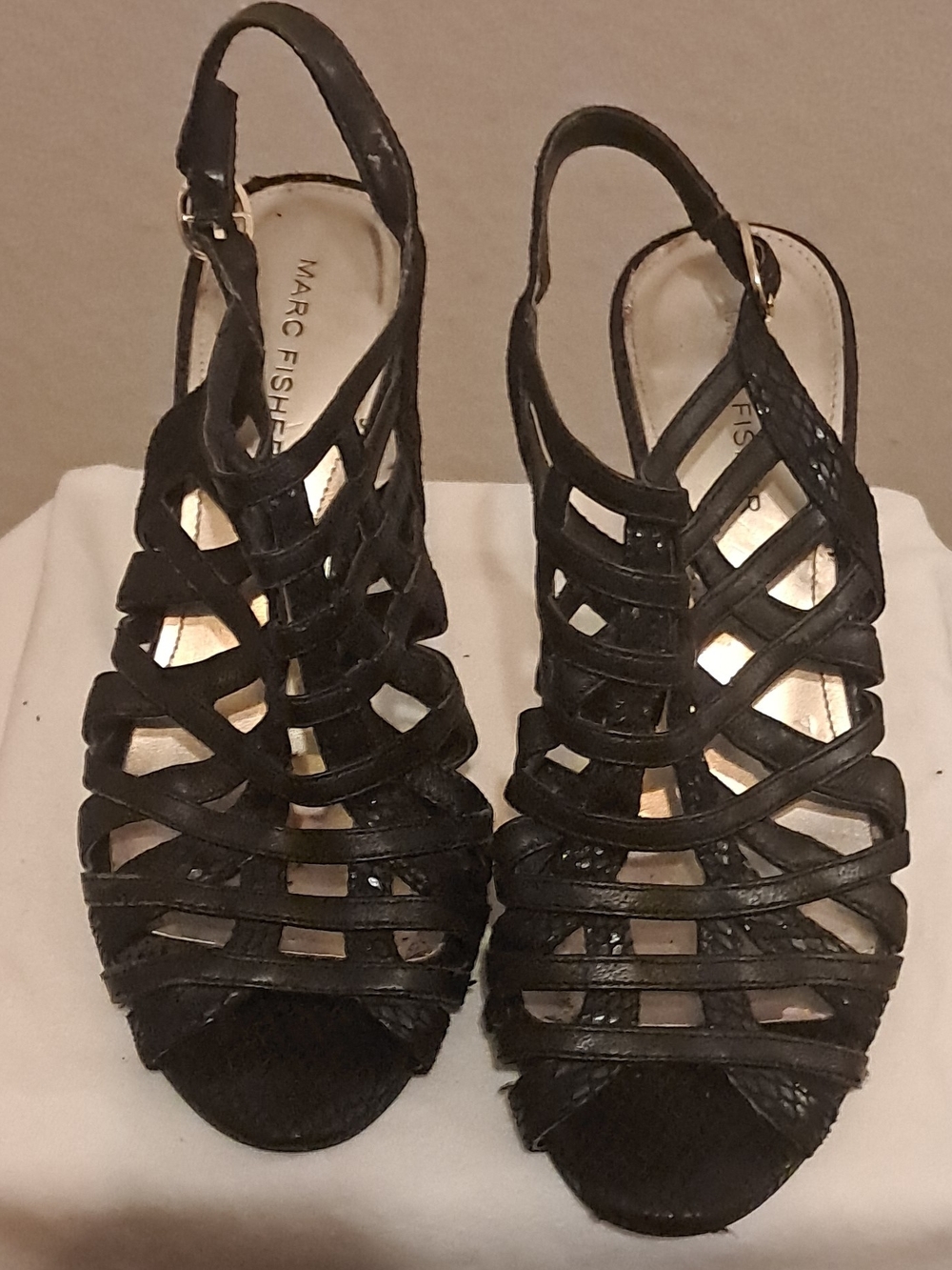 Marc Fisher Black Strappy Slingback Sandals
